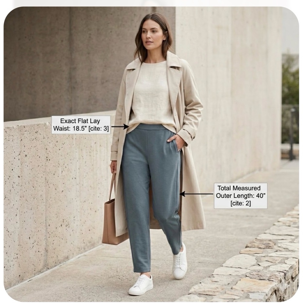 ✨ Eileen Fisher XL Slate Grey Luxury Tapered Trousers - 40” Long